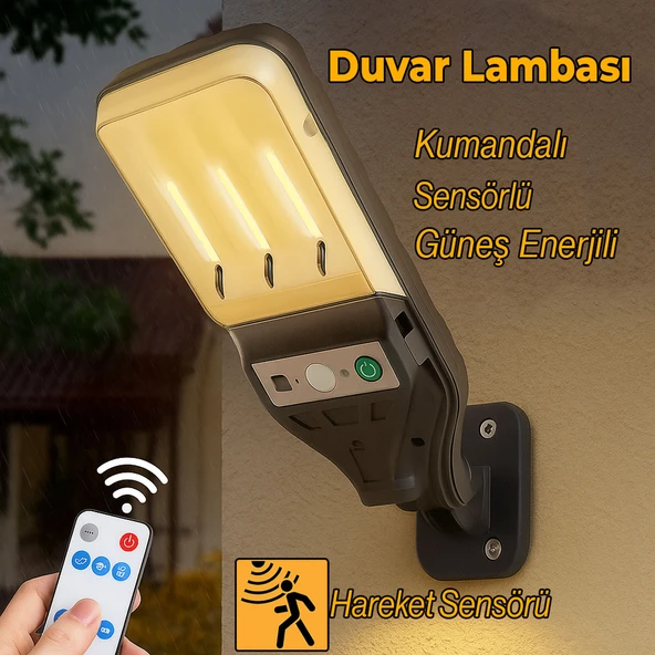 Duvar Lambası Aplik Hareket Sensörlü Kumandalı Plastik Sokak Bahçe İç Dış Aydınlatma Armatürü IP54 ürün görseli 1