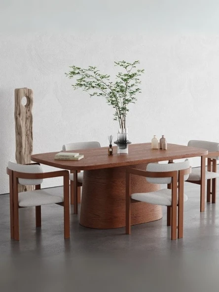 Barocco İtalyan Still Oval Ahşap Yemek Masası 100x190 ürün görseli 1