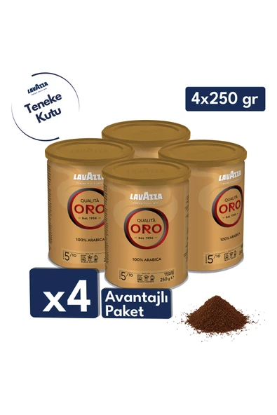 Qualita Oro %100 Arabica Öğütülmüş Filtre Kahve Teneke Kutu | 4'lü Avantajlı Paket ürün görseli 1
