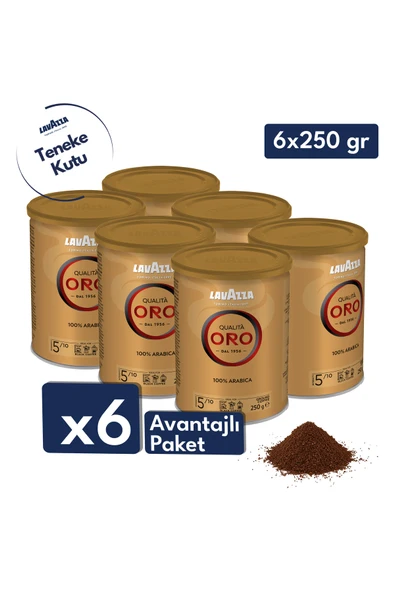 Qualita Oro %100 Arabica Öğütülmüş Filtre Kahve Teneke Kutu | 6'lı Avantajlı Paket ürün görseli 1