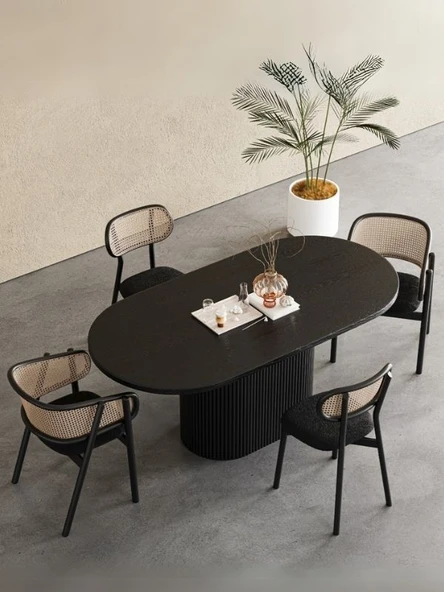 Apolena Oval Ahşap Bohem Yemek Masası 80x160 ürün görseli 1