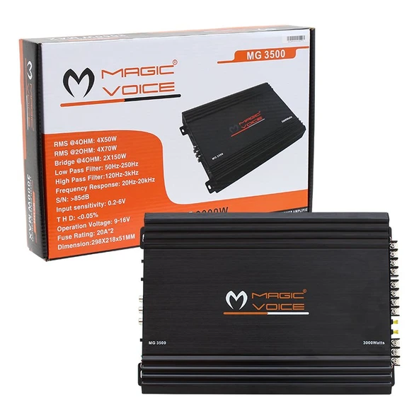 Magicvoice MG-3500 4 Kanal Max 3000 Watt Oto Anfi ürün görseli 1