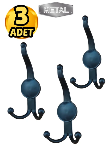 Metal Boncuk Portmanto Askısı Siyah Duvar Tipi – 3’lü ürün görseli 1
