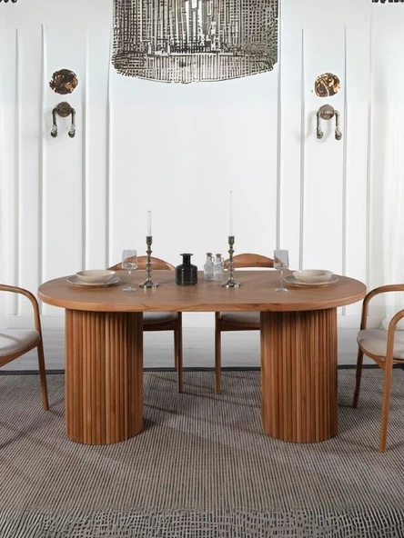 Sierra İskandinav Oval Ahşap Bohem Masa 90x190 ürün görseli 1
