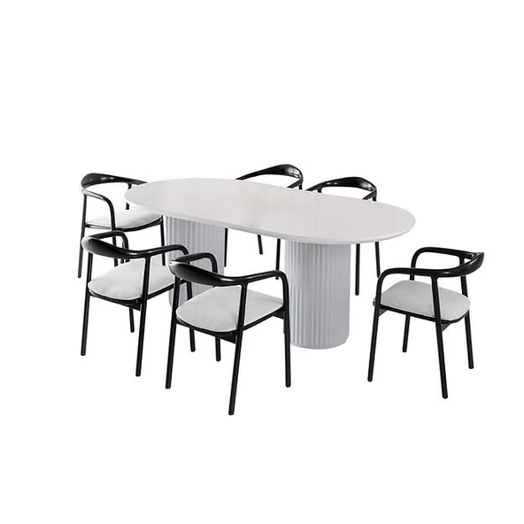 Echo İskandinav Oval Ahşap Bohem Masa 90x160 - Resim 3