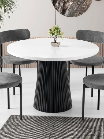 Milas Natural Ahşap Bohem Yemek Masası 110x110 ürün görseli 1