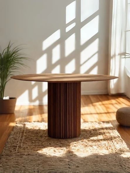 Breeze Yuvarlak Ahşap Bohem Masa 130x130 ürün görseli 1