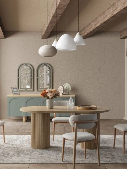 Echo İskandinav Oval Natural Ahşap Bohem Masa 90x160 ürün görseli 1