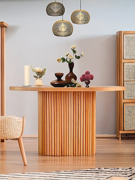 Orion Oval Natural Ahşap Bohem Masa 80x130 ürün görseli 1