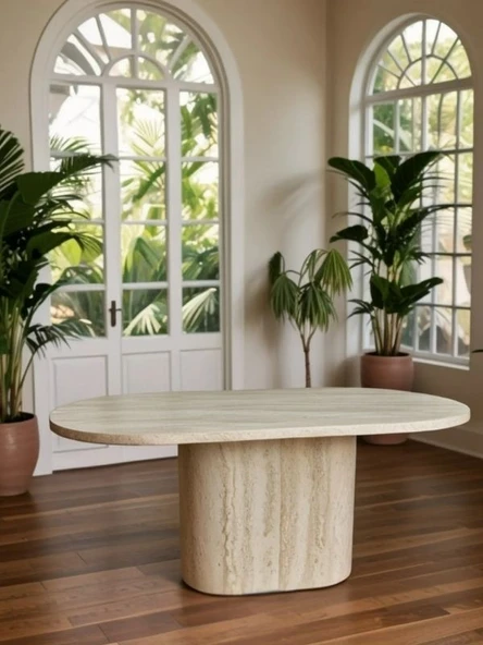 Lucca Oval Traverten Masa, 90x170 ürün görseli 1