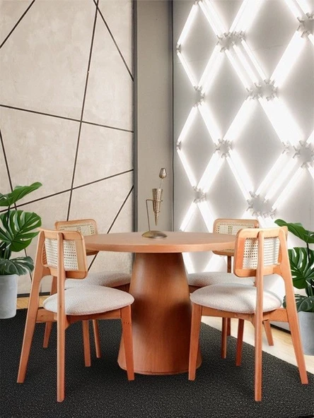 Pissa Natural Ahşap Yemek Masası 100x100 ürün görseli 1