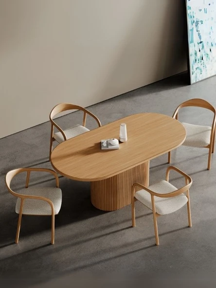 Apolena Oval Ahşap Yemek Masası 80x160 ürün görseli 1