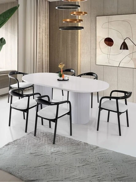 Echo İskandinav Oval Ahşap Bohem Masa 90x160 ürün görseli 1