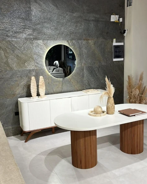 Echo İskandinav Oval Ahşap Bohem Masa 90x160 - Resim 9
