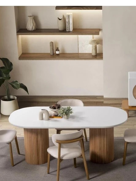 Gaia İskandinav Oval Natural Ahşap Bohem Masa 80x180 ürün görseli 1