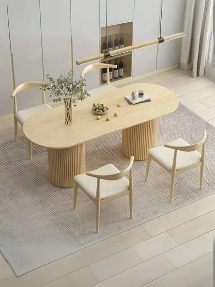 Sierra İskandinav Oval Ahşap Bohem Masa 90x180 ürün görseli 1