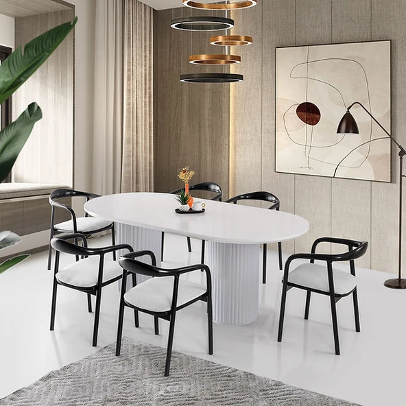 Echo İskandinav Oval Ahşap Bohem Masa 90x160 - Resim 4