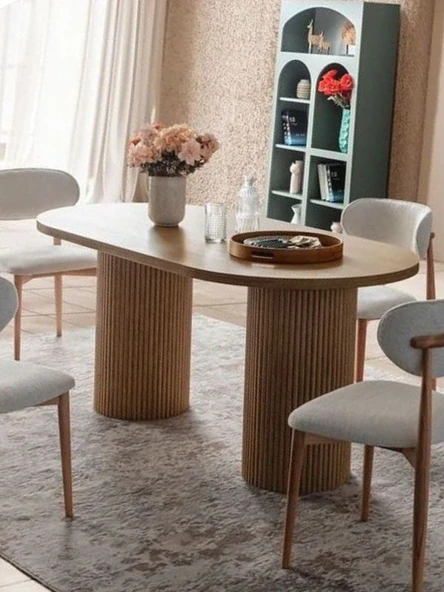 PTTAVM: Zenith İskandinav Oval Natural Ahşap Bohem Masa 90x190