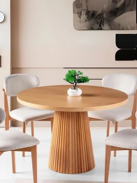 Milas Natural Ahşap Bohem Yemek Masası 100x100 ürün görseli 1
