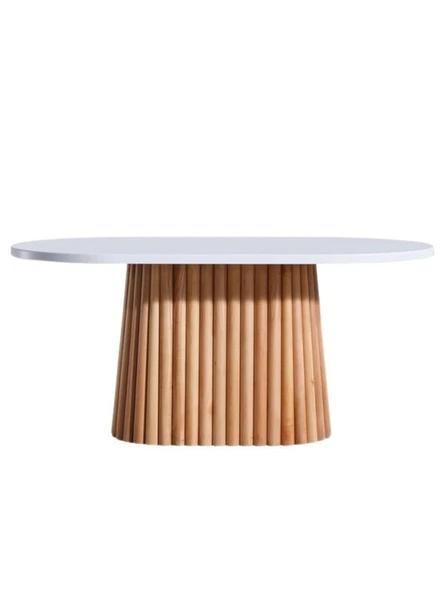 Savana Oval Ahşap Bohem Yemek Masası 80x160 ürün görseli 1