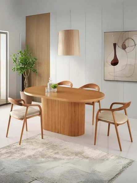 Midas İskandinav Natural Ahşap Masa Sandalye Takımı 80x150 ürün görseli 1