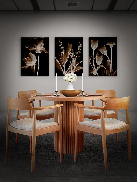 Sardes İskandinav Natural Ahşap Masa Sandalye Takımı 90x90 ürün görseli 1