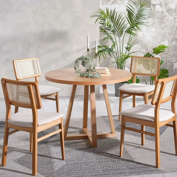 Visby Sedef Natural Ahşap Bohem Sandalye - Resim 5