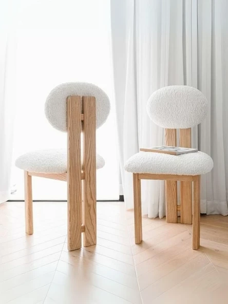 Coco İskandinav Teddy Natural Ahşap Bohem Sandalye ürün görseli 1
