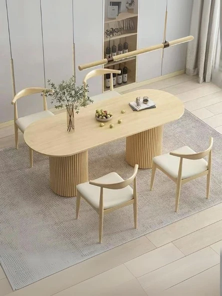 Palma İskandinav Ahşap Masa Sandalye Takımı 90x170 ürün görseli 1