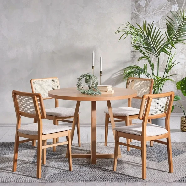 Visby Sedef Natural Ahşap Bohem Sandalye - Resim 2