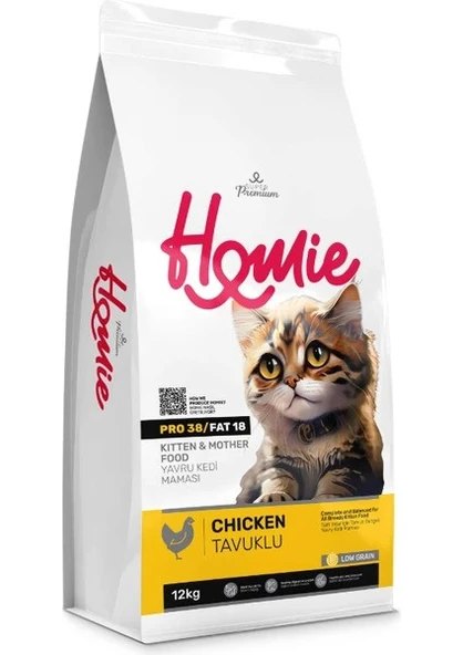 Homie Düşük Tahıllı Tavuk Etli Açık Yavru ve Anne Kedi Maması 1 Kg ürün görseli 1