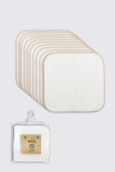 Mey İthalat®   Organik 28x28 10'Lu Penye Mendil 90101 Ekru ürün görseli 1