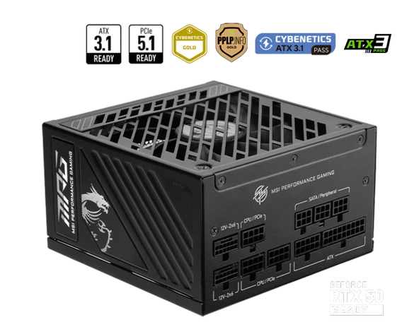 MSI MPG A1000GS PCIE5 1000W 80+ GOLD POWER SUPPLY ürün görseli 1