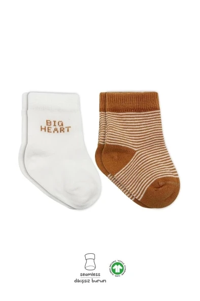 Mey İthalat®   2'Li Big Heart Penye Soket Çorap 10117 Hardal ürün görseli 1