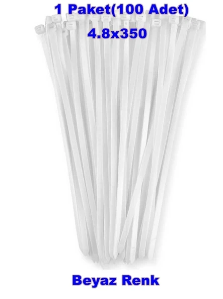 PEMSAN Klips Kablo Bağı 4.8x350 BEYAZ (100lü Paket) Kablo Cırdı ürün görseli 1