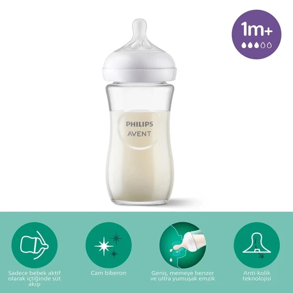 Mey İthalat®   Doğal Tepkili Natural Response Cam Biberon 240 ml 1+ Ay ürün görseli 1