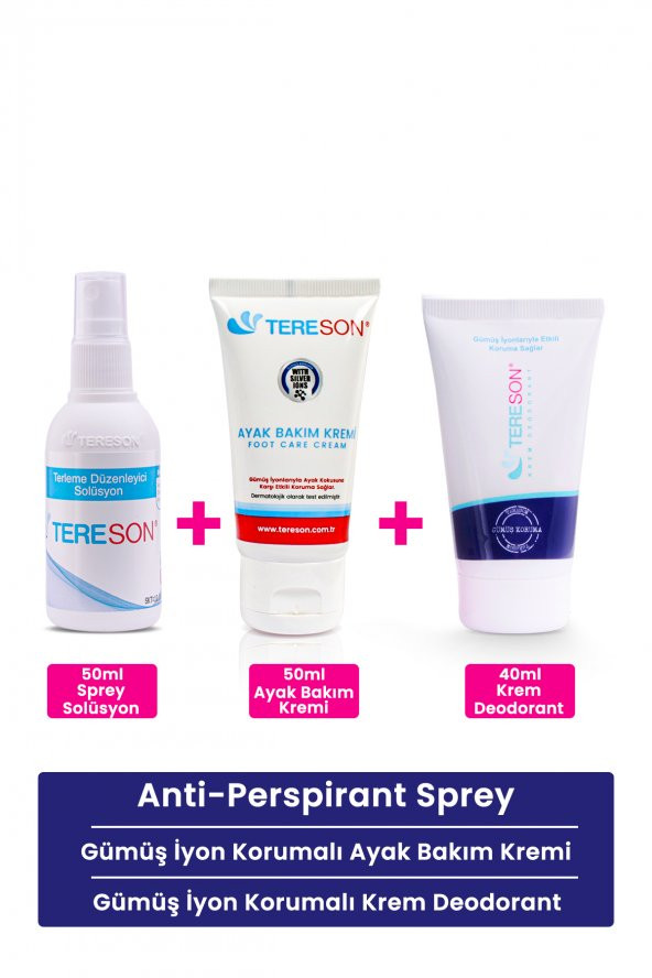 Tereson Tereson Terleme Önleyici Sprey 50 ml +Gümüş İyon Korumalı Krem Deodorant + Koku Karşıtı Ayak Bakım ürün görseli 1