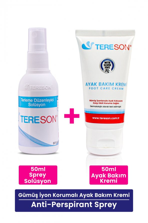 Tereson Tereson Terleme Önleyici Sprey 50 ml + Koku Karşıtı Ayak Bakım Kremi Gümüş Iyonlu 50 ml ürün görseli 1