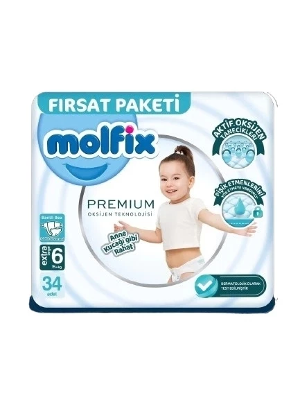 Mey İthalat®   Premium Bebek Bezi Fırsat Paketi 6 Beden 15+ Kg 34 Adet ürün görseli 1