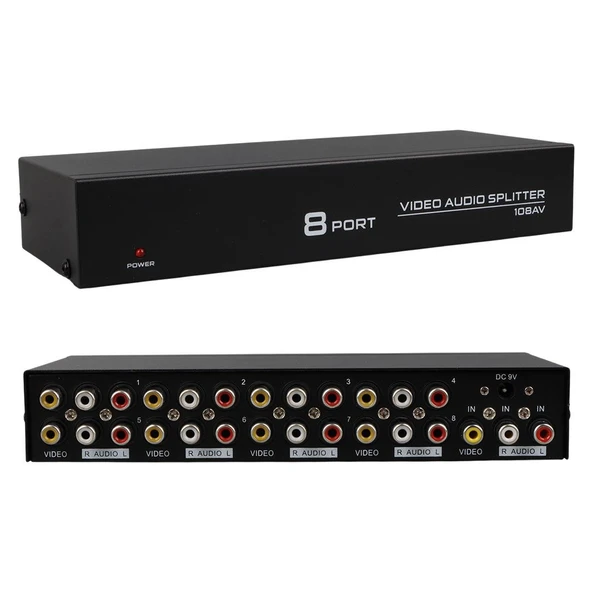 Powermaster PM-4832 8 Port Video Stereo Audio Dağıtıcı Çoğaltıcı 1024X768-85HZ ürün görseli 1