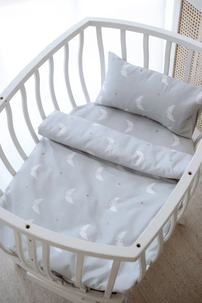 NOU Minik Aylı Organik Anne Yanı Nevresim Takımı (60x100) - Mini Moons ürün görseli 1