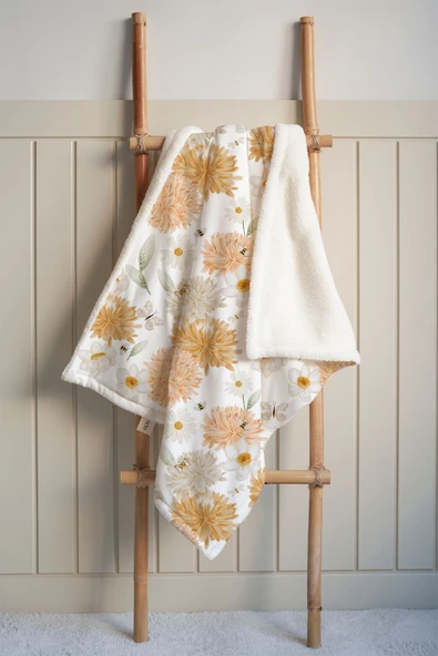 NOU Büyük Çiçekli Welsoft Battaniye (80x120) -Flower Party ürün görseli 1