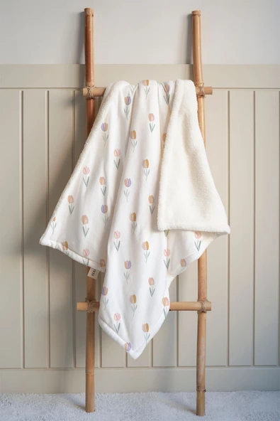 NOU Renkli Laleli Welsoft Battaniye (80x120) - Spring Tulip ürün görseli 1