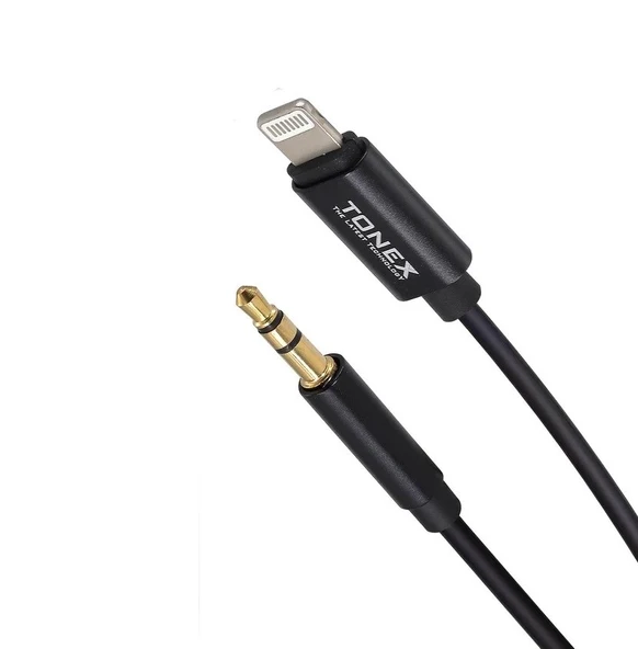 Tonex Ax-02 Lightning To Aux Ses 3.5mm Audio Kablosu -  Siyah ürün görseli 1