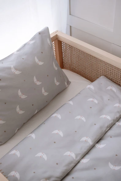 NOU Minik Aylı Organik Tek Kişilik Nevresim Takımı (160x220) - Mini Moons ürün görseli 1