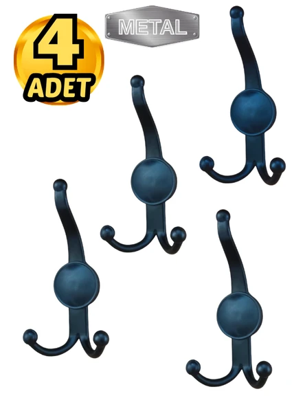 Metal Boncuk Portmanto Askısı Siyah Duvar Tipi – 4’lü ürün görseli 1