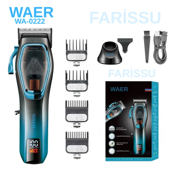 WAER WA-0222 Profesyonel 9000 RPM Manyetik Motorlu Saç Kesme Makinesi ürün görseli 1