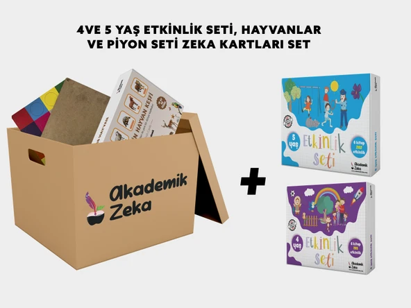 4 Ve 5 Yaş Etkinlik Seti,  Renk ve Sayı Öğrenme Piyon Seti ve hayvanlar zeka kartı ürün görseli 1