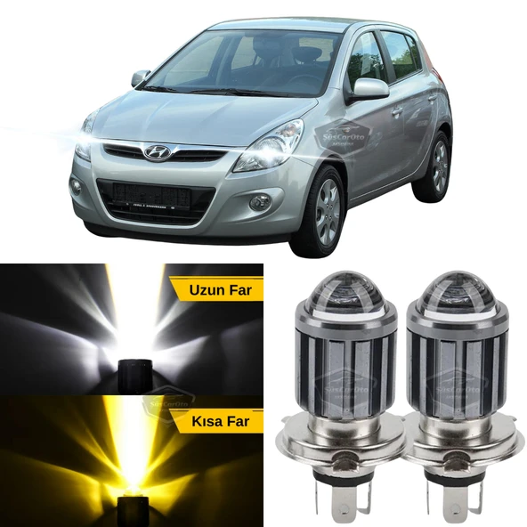 Hyundai İ20 2008-2014 Uyumlu Mercekli Far Ampulü Led Xenon Çift Renk Sarı-Beyaz Far Şimşek Etkili CSP Led Lamba Uzun Kısa 2 Adet Takım ürün görseli 1