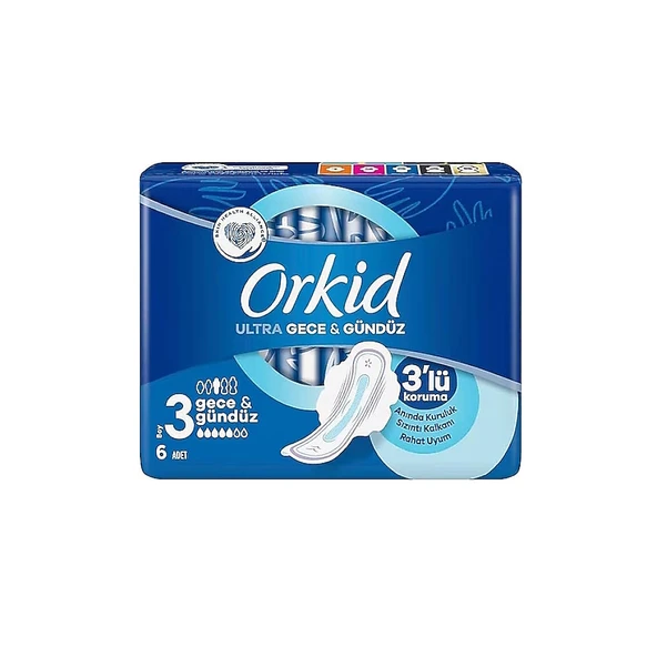 Orkid Ultra Gece&Gündüz 3 lü Koruma 6 Adet Hijyenik Ped  Boy 3 ürün görseli 1